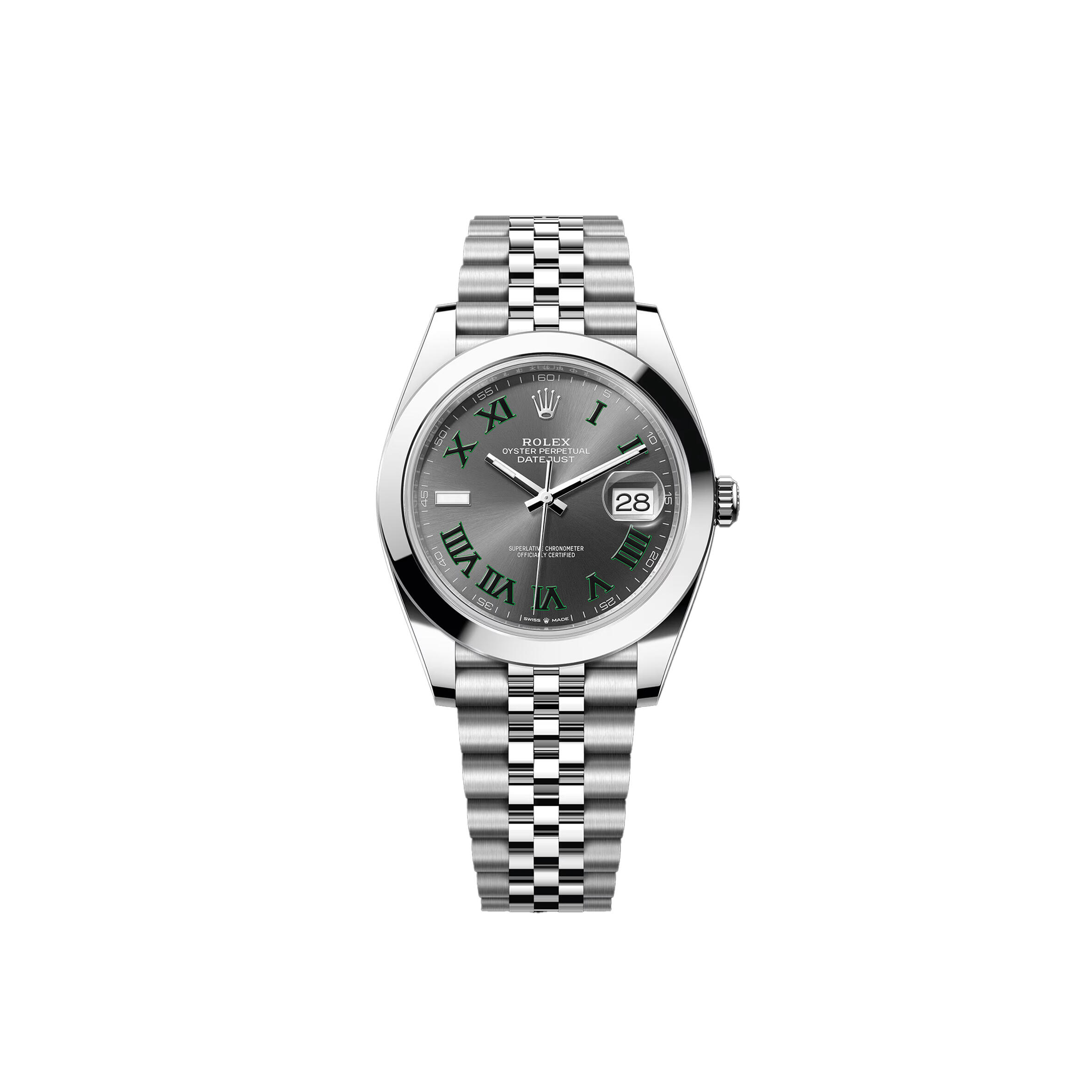 ROLEX THIS OYSTER PERPETUAL DATEJUST 41 IN OYSTERSTEEL FEATURES A SLATE DIAL AND A JUBILEE BRACELET 